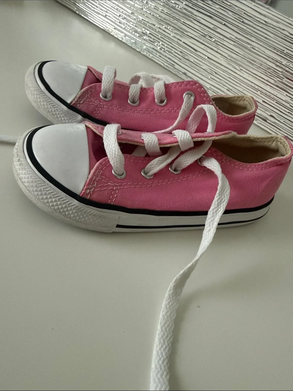 Converse Pink Canvas Low-Top Kids Sneakers
